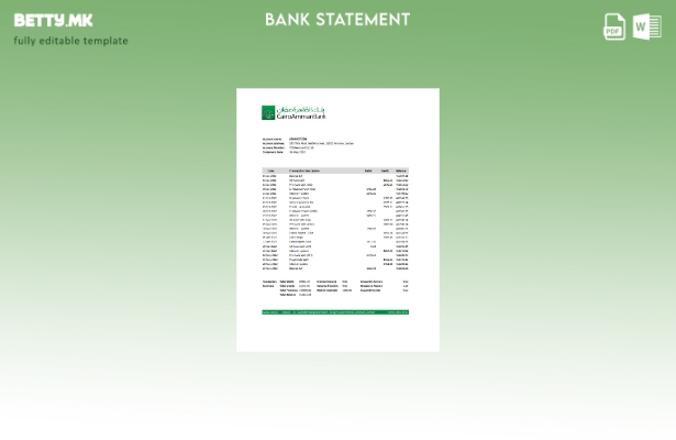 модерен стил Јордан Каиро Аман банкарски извод на ексел шаблон